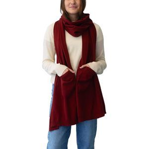 Soft Cotton Cashmere Wrap Scarf With Pockets, Merlot, Os Missy💚